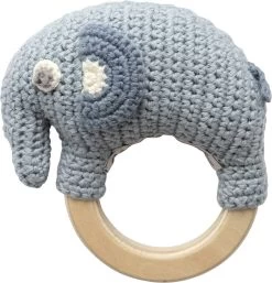 Sebra Hæklet Rangle På Træring, Fanto, Powder Blue