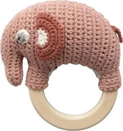 Sebra Hæklet Rangle På Træring, Fanto, Blossom Pink