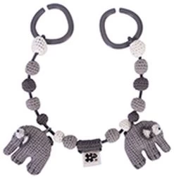 Sebra Hæklet Barnevognskæde, Elefanten Fanto, Classic Grey