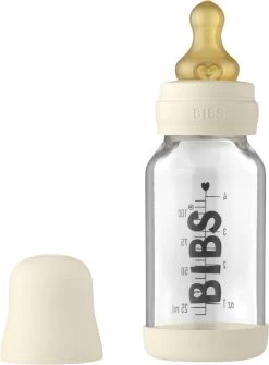 BIBS Baby Glass Bottle Complete Set Latex 110ml Ivory