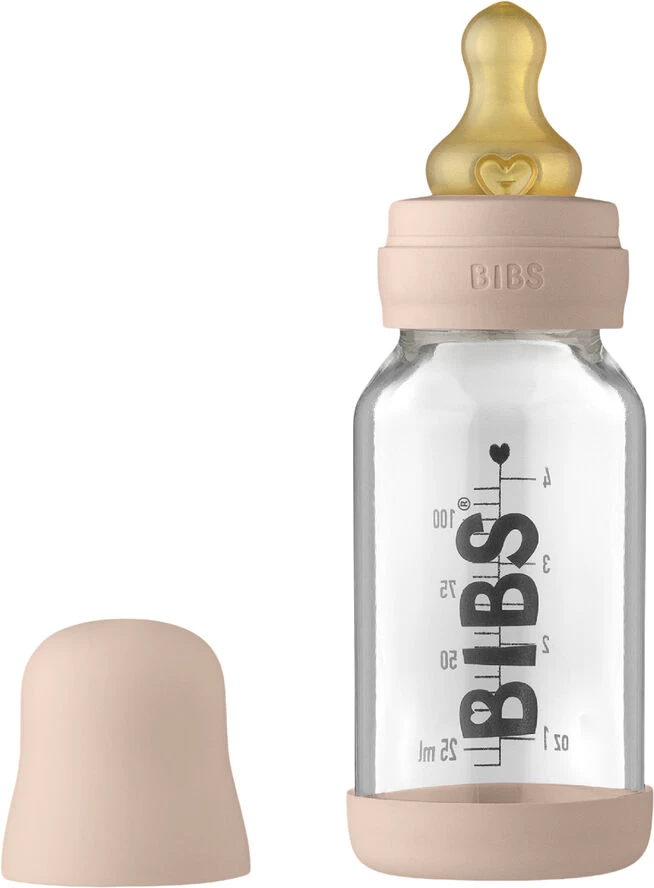 BIBS Baby Glass Bottle Complete Set Latex 110ml Blush 3 BIBS Baby Glass Bottle Complete Set Latex 110ml Blush