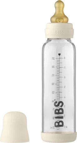 BIBS Baby Glass Bottle Complete Set Latex 225ml Ivory