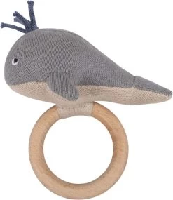 Filibabba Aktivitetslegetøj - Willie The Whale Rattle Grey