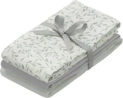Cam Cam Copenhagen Muslin Cloth, 3-pack - GOTS Mix Green Leaves, Dusty Green, G