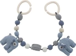 Sebra Hæklet Barnevognskæde, Elefanten Fanto, Powder Blue