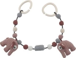 Sebra Hæklet Barnevognskæde, Elefanten Fanto, Blossom Pink