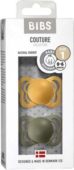 BIBS Couture 2 PACK Honey Bee/Olive -Baby Bonus BIBS COUTURE PACK 1800301 5713795204175 HoneyBee Olive2