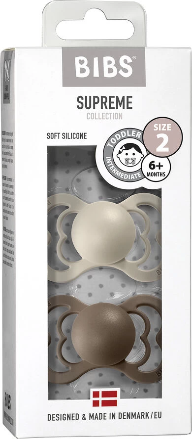 BIBS Supreme 2 PACK Silicone Vanilla/Dark Oak 5 BIBS Supreme 2 PACK Silicone Vanilla/Dark Oak - Billede 3